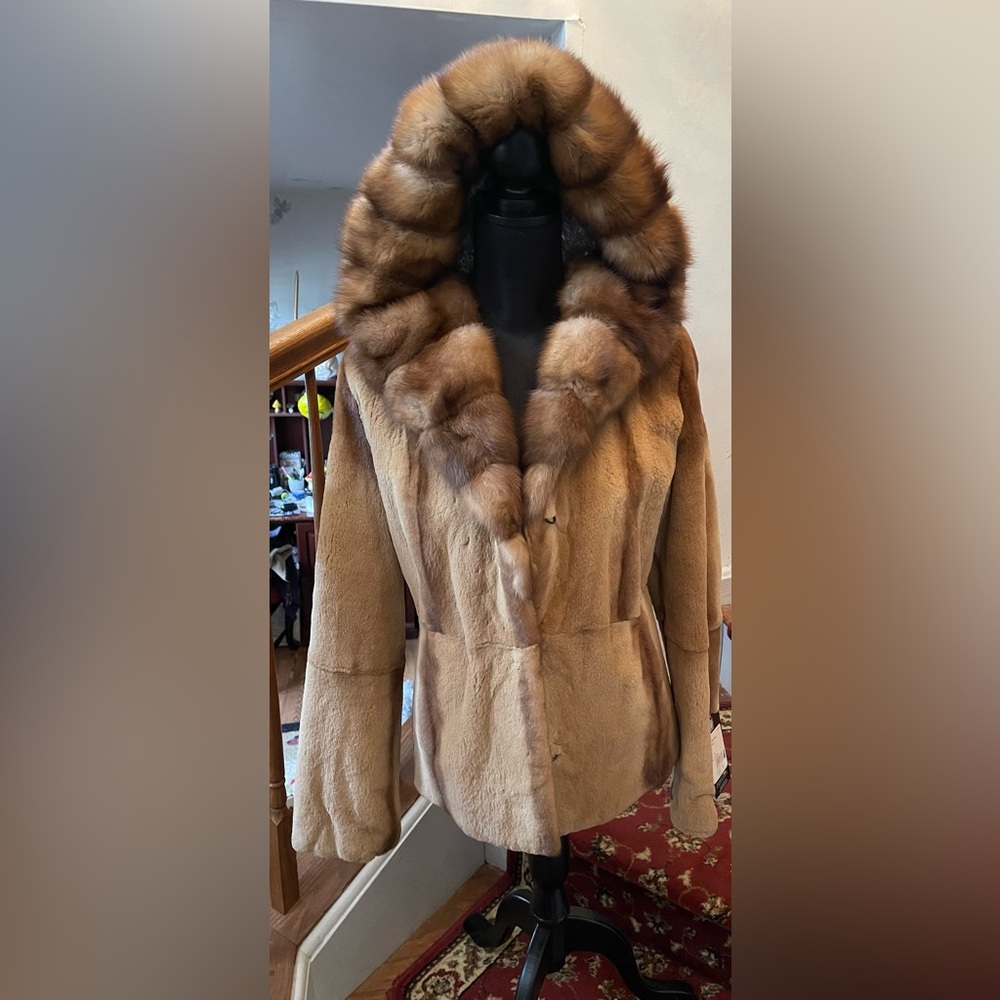 Sable Fur Hooded Sheared Mink Fur Jacket